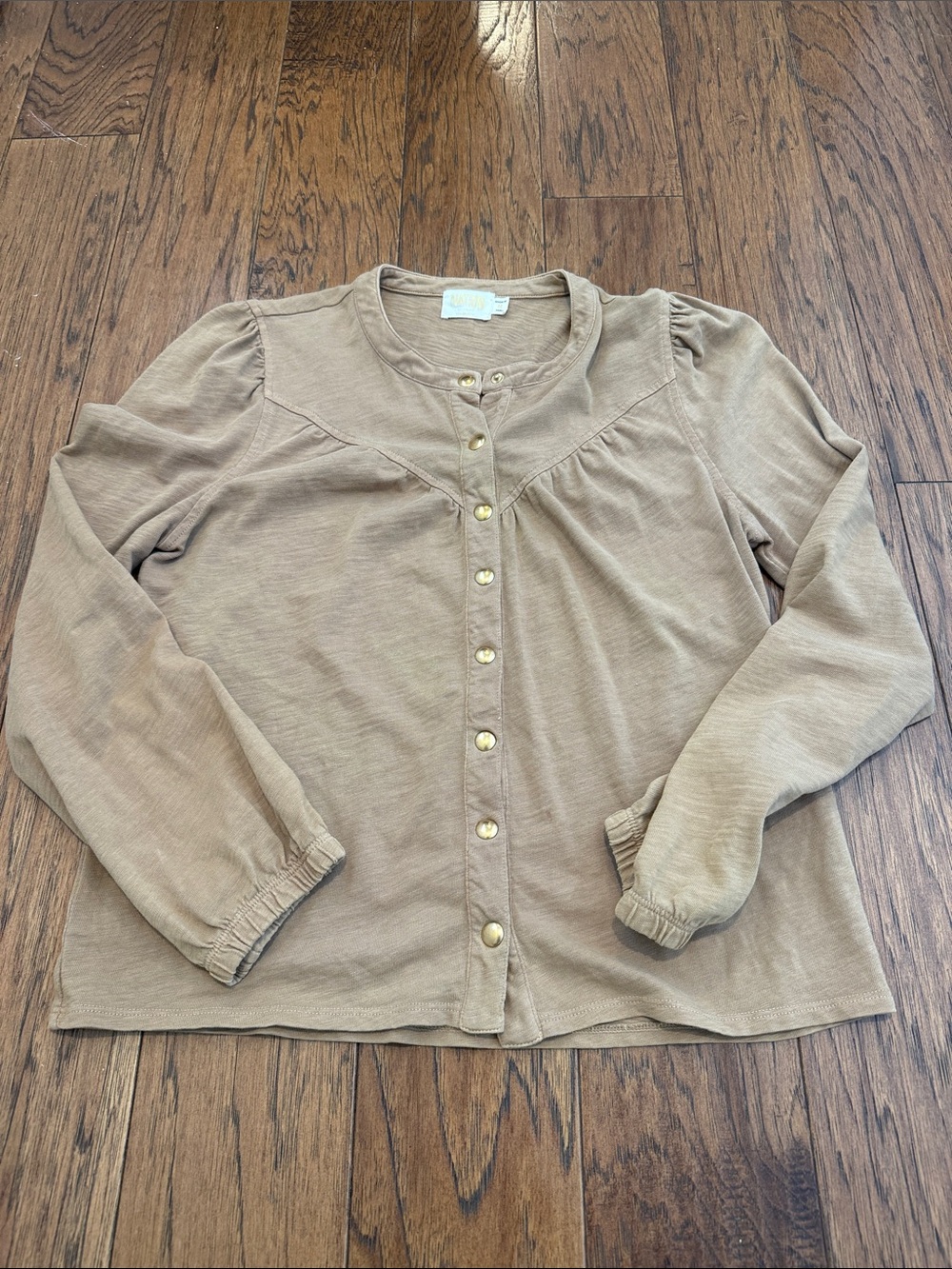 Nation Ltd Brown Button-Front Cotton Blouse - Medium